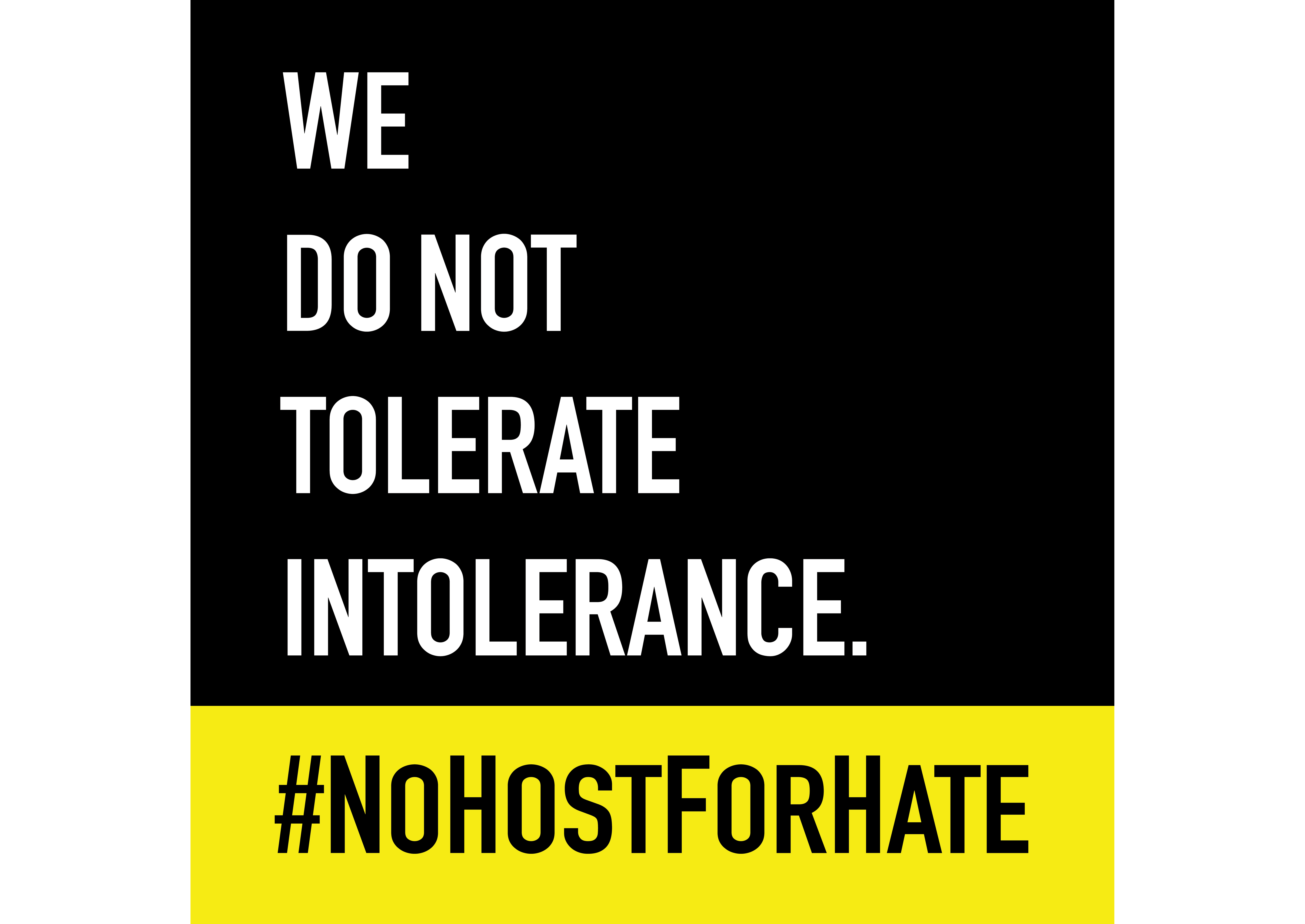 No Host For Hate 'We do not tolerate intolerance' logo